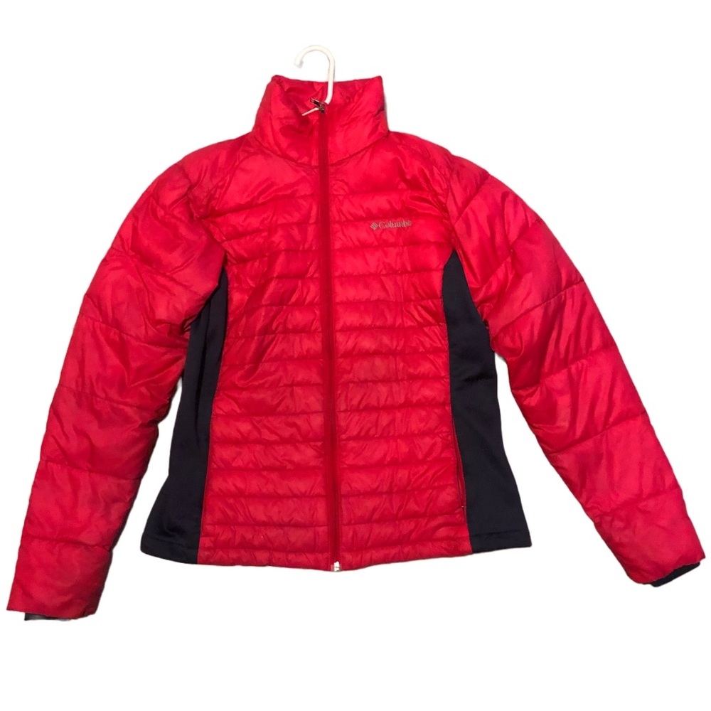 Women's Red Columbia Puffer Down Spring, Fall, Winter Jacket